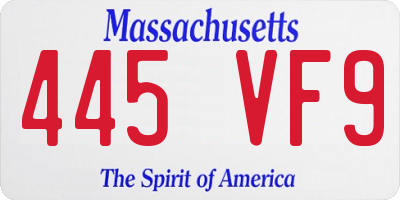 MA license plate 445VF9