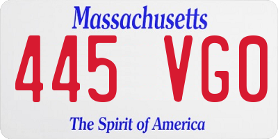 MA license plate 445VG0