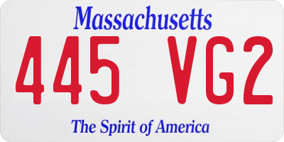 MA license plate 445VG2