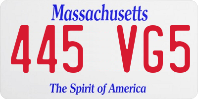 MA license plate 445VG5