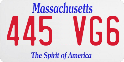 MA license plate 445VG6