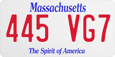MA license plate 445VG7