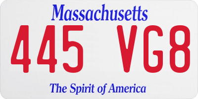 MA license plate 445VG8