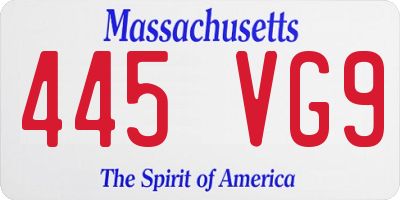 MA license plate 445VG9