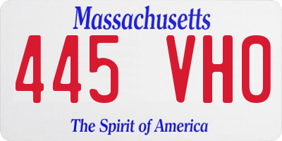 MA license plate 445VH0