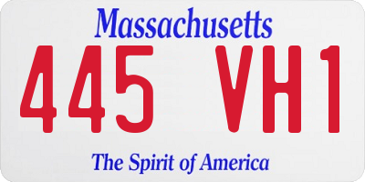 MA license plate 445VH1