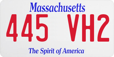 MA license plate 445VH2