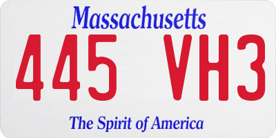 MA license plate 445VH3