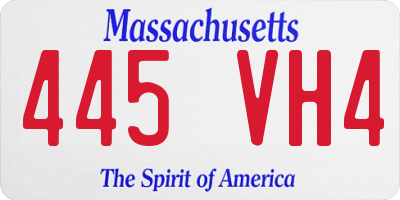 MA license plate 445VH4