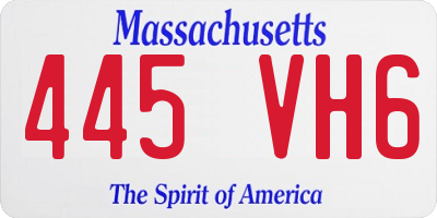 MA license plate 445VH6