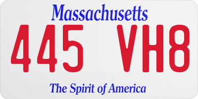 MA license plate 445VH8