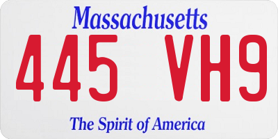 MA license plate 445VH9