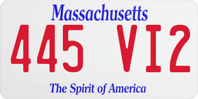 MA license plate 445VI2