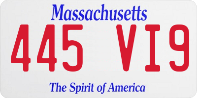 MA license plate 445VI9