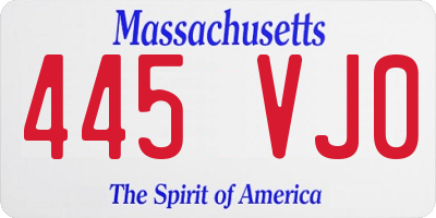 MA license plate 445VJ0