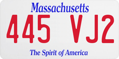 MA license plate 445VJ2