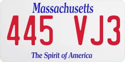 MA license plate 445VJ3