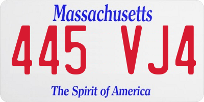 MA license plate 445VJ4