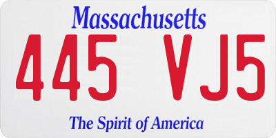 MA license plate 445VJ5