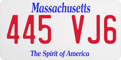 MA license plate 445VJ6