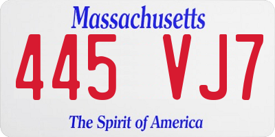 MA license plate 445VJ7