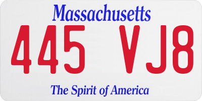 MA license plate 445VJ8
