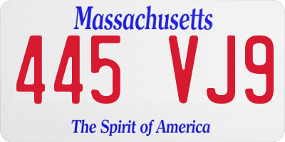 MA license plate 445VJ9