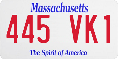 MA license plate 445VK1