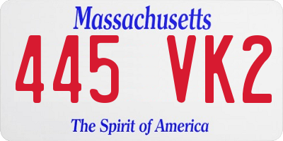 MA license plate 445VK2