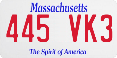 MA license plate 445VK3