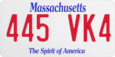 MA license plate 445VK4
