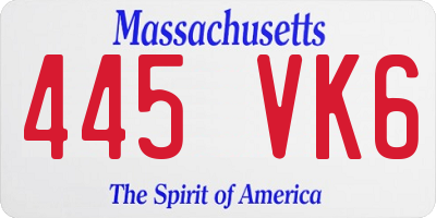 MA license plate 445VK6