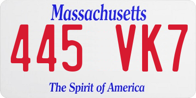 MA license plate 445VK7
