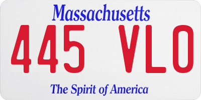 MA license plate 445VL0