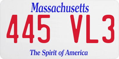 MA license plate 445VL3
