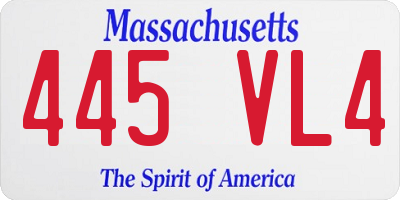 MA license plate 445VL4