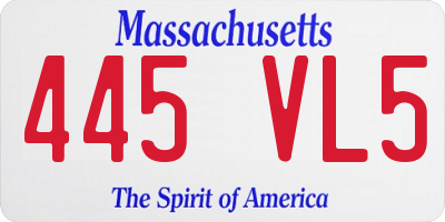 MA license plate 445VL5