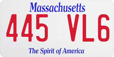 MA license plate 445VL6