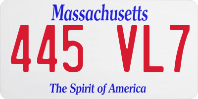 MA license plate 445VL7