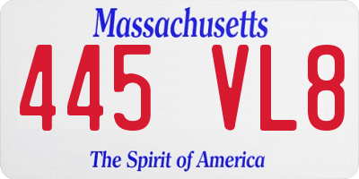 MA license plate 445VL8
