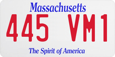 MA license plate 445VM1