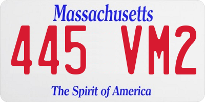 MA license plate 445VM2
