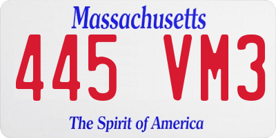 MA license plate 445VM3