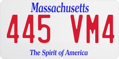 MA license plate 445VM4