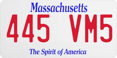 MA license plate 445VM5