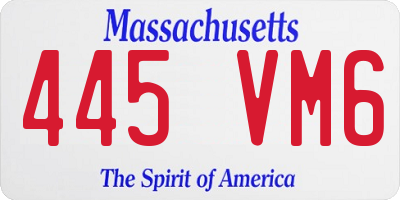 MA license plate 445VM6