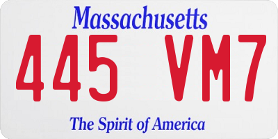 MA license plate 445VM7