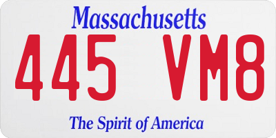 MA license plate 445VM8
