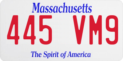 MA license plate 445VM9