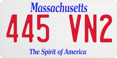 MA license plate 445VN2